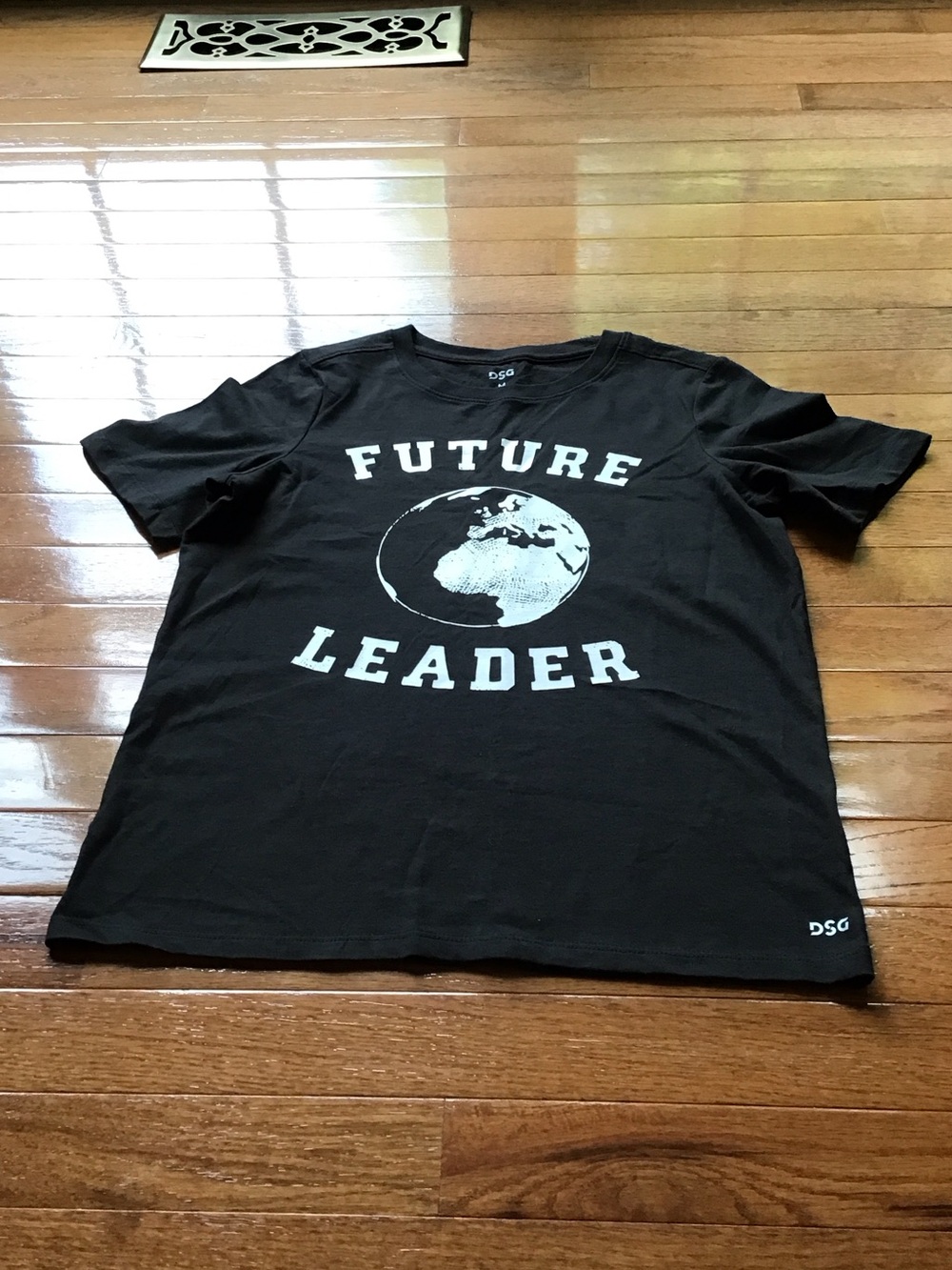 DSG Black T-Shirt with White 'Future Leader' Globe Graphic